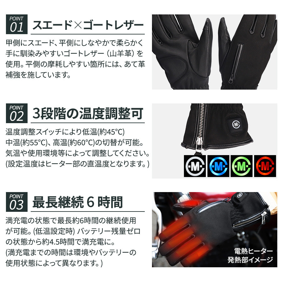 めちゃヒート MHG-06 ヒーターグローブ【バッテリー+充電器付】