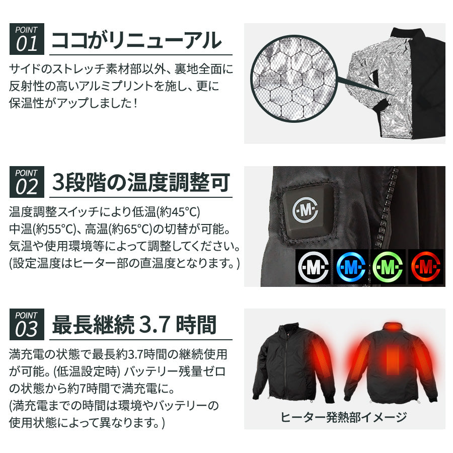 めちゃヒート MHJ-05 電熱 ウィンドブレーカー【バッテリー+充電器付】