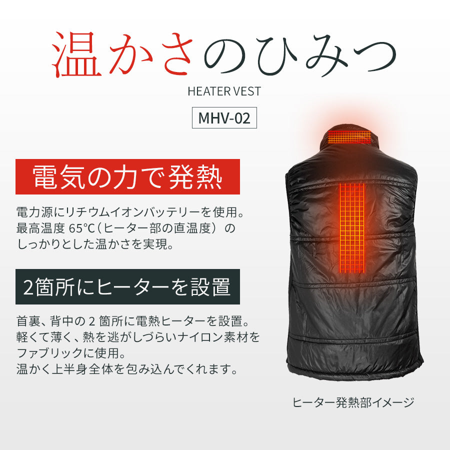 めちゃヒート MHV-02 ヒーターベスト【バッテリー+充電器付】
