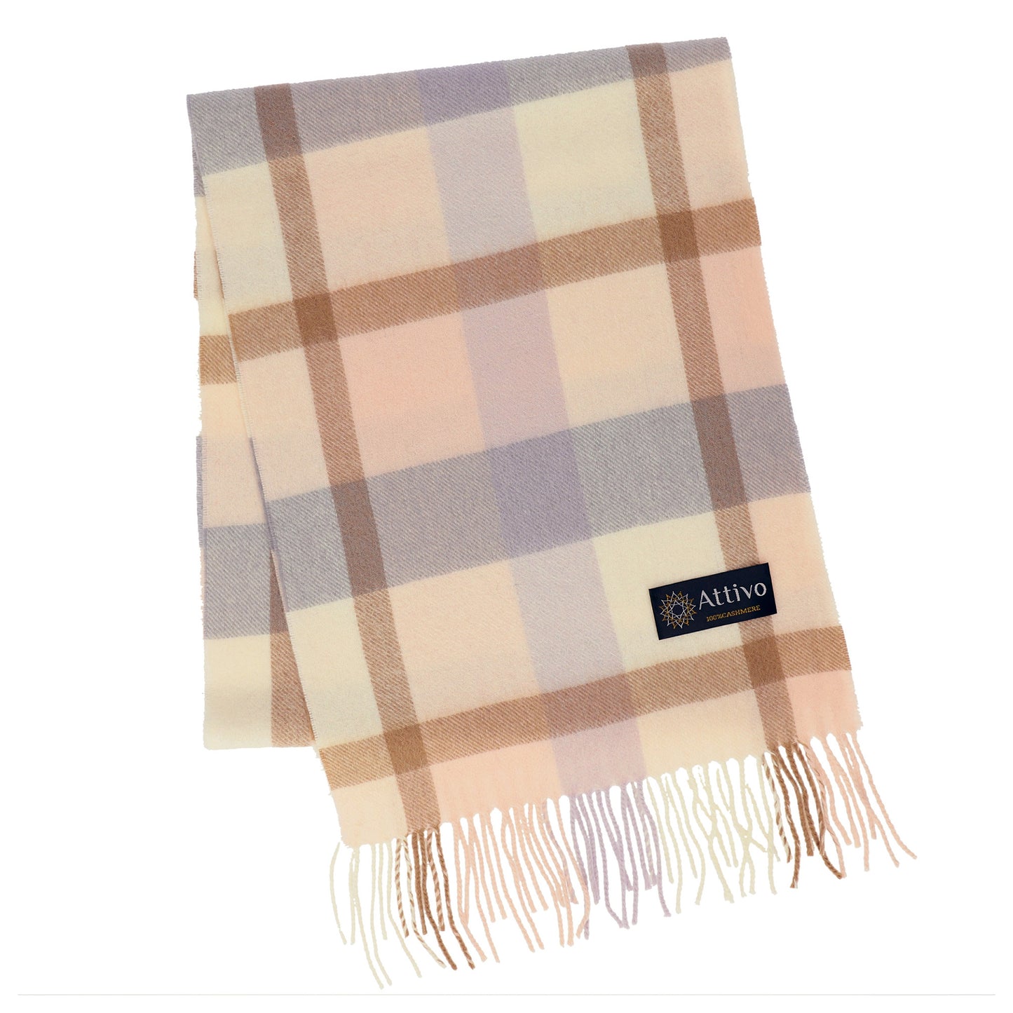 [26新春SALE|2,000円OFF5,800円] Attivo® (アッティーヴォ) カシミヤ マフラー チェック柄 レディース [全28色] [ATCM02]