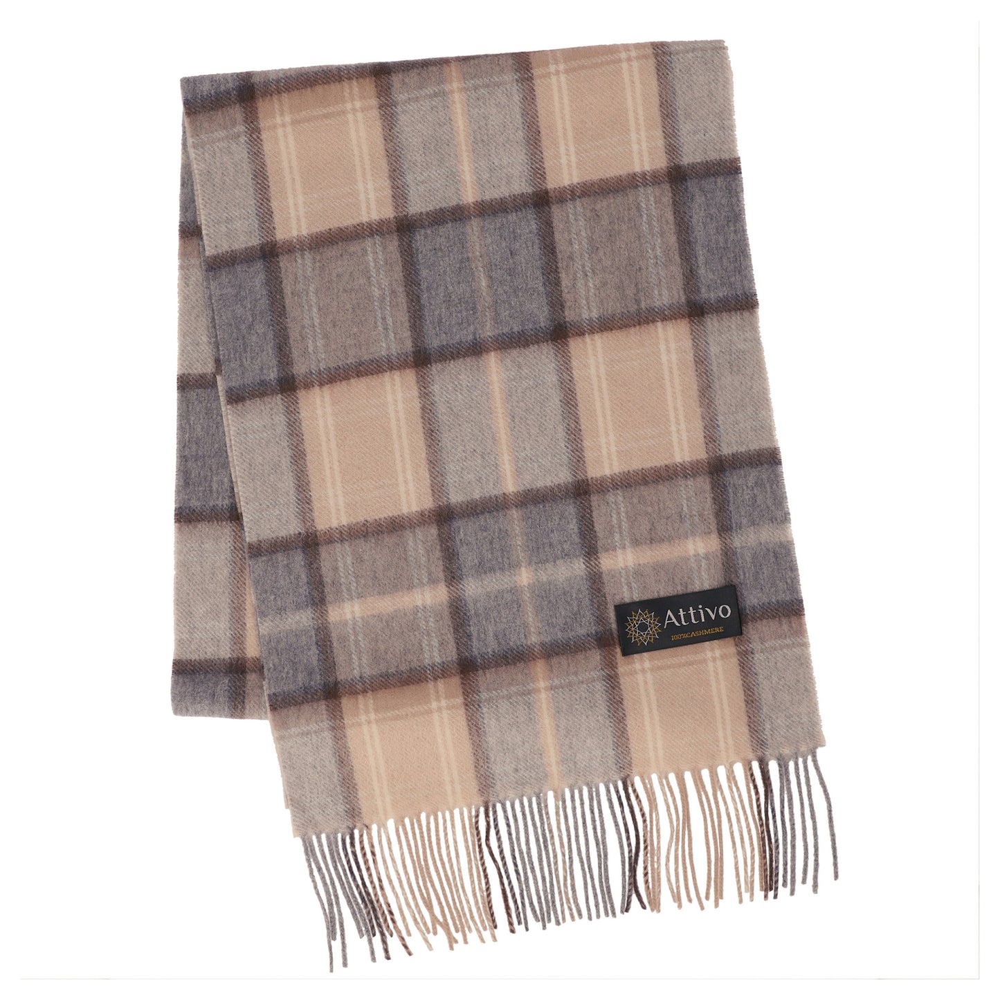 [26新春SALE|2,000円OFF5,800円] Attivo® (アッティーヴォ) カシミヤ マフラー チェック柄 レディース [全28色] [ATCM02]