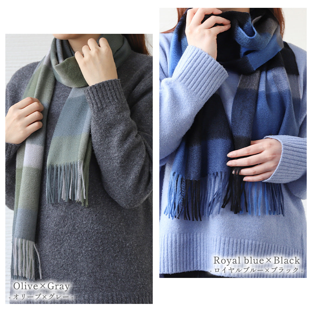 Attivo (アッティーヴォ) カシミヤ マフラー チェック柄 レディース