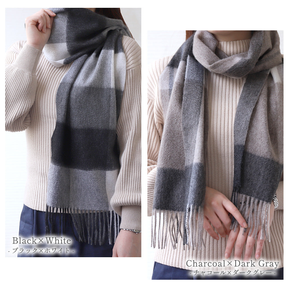 Attivo (アッティーヴォ) カシミヤ マフラー チェック柄 レディース