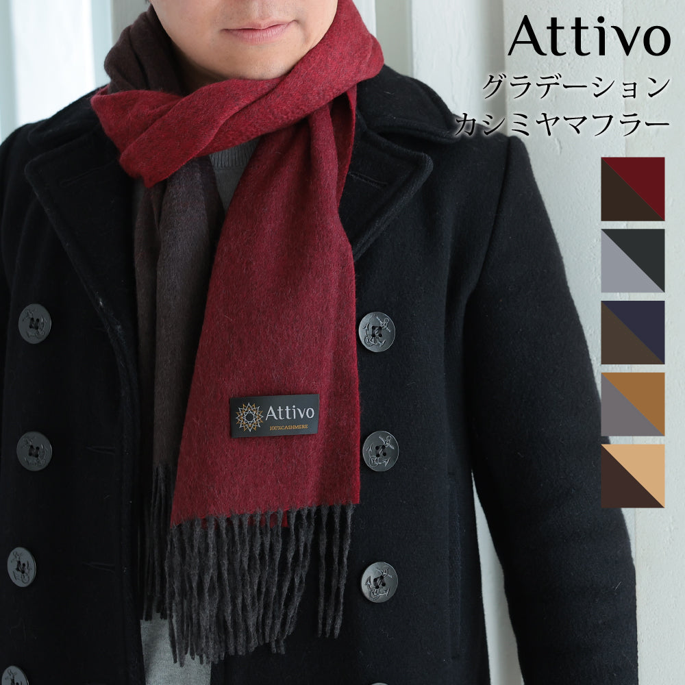 Attivo (アッティーヴォ) カシミヤ  マフラー グラデーション メンズ  [全5色] [ATCM03]