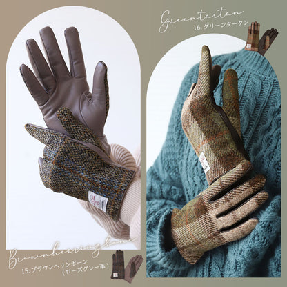 Attivo® (アッティーヴォ) ×Harris Tweed(ハリスツイード) 革手袋 レディース [全24色] [ATHT02]