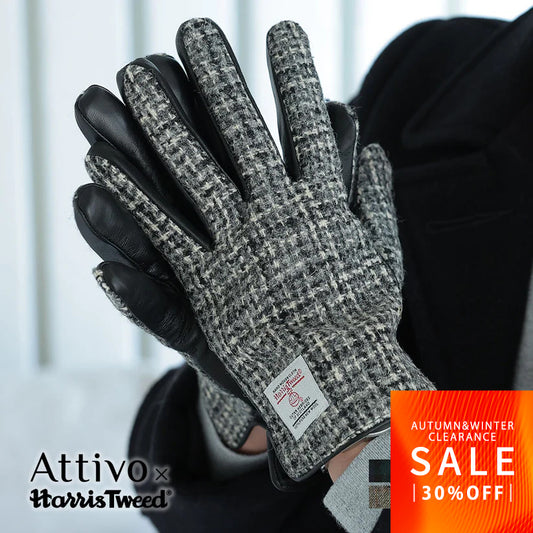 【FINALクリアランスSALE｜4880円】Attivo® (アッティーヴォ) ×Harris Tweed(ハリスツイード) 革手袋 メンズ [全12色] [ATHT02]