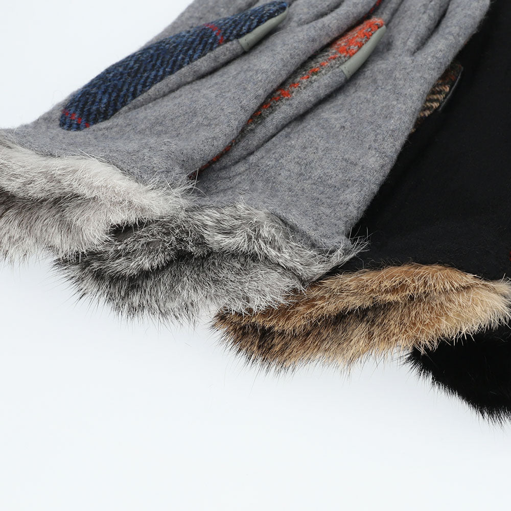 Attivo (アッティーヴォ) ×Harris Tweed(ハリスツイード)ラビットファー手袋 レディース [全14色] [ATHT06]