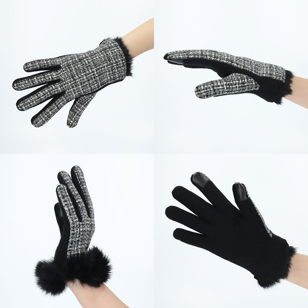Attivo (アッティーヴォ) ×Harris Tweed(ハリスツイード)ラビットファー手袋 レディース [全14色] [ATHT06]