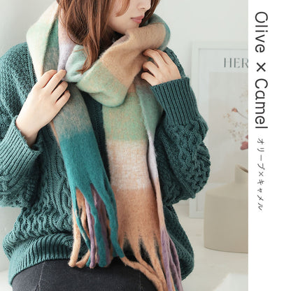 ボリューム マフラー レディース チェック柄 [全7色] [AW23S8815]