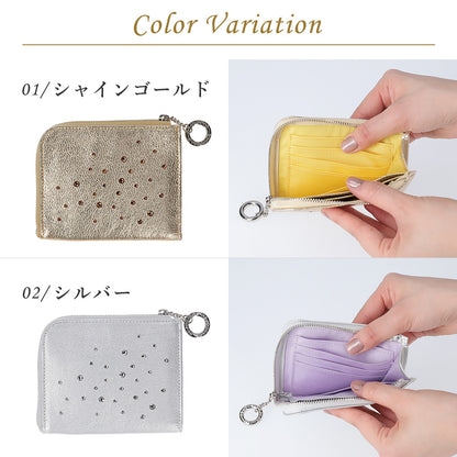 Attivo® (アッティーヴォ)×Bejoueld/ビージュエルド  スワロフスキー付 山羊革二つ折り財布 日本製[全4色] [GS585]