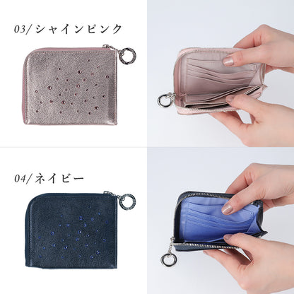 Attivo® (アッティーヴォ)×Bejoueld/ビージュエルド  スワロフスキー付 山羊革二つ折り財布 日本製[全4色] [GS585]