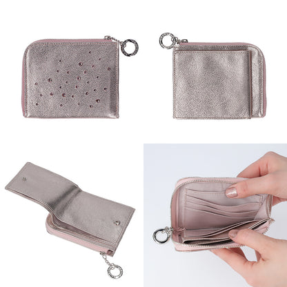 Attivo® (アッティーヴォ)×Bejoueld/ビージュエルド  スワロフスキー付 山羊革二つ折り財布 日本製[全4色] [GS585]