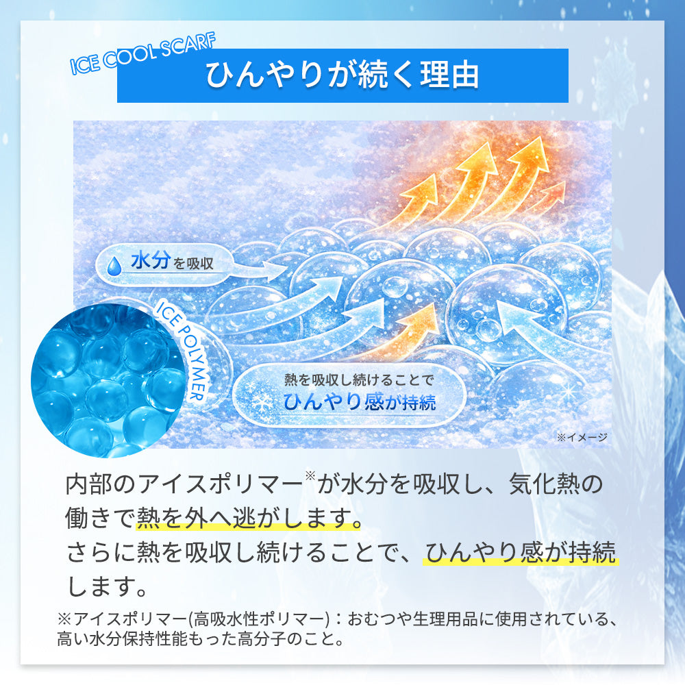 めちゃクール® アイスクールスカーフ 水で濡らし長時間使えるネッククーラー [全8色] [MCCS]