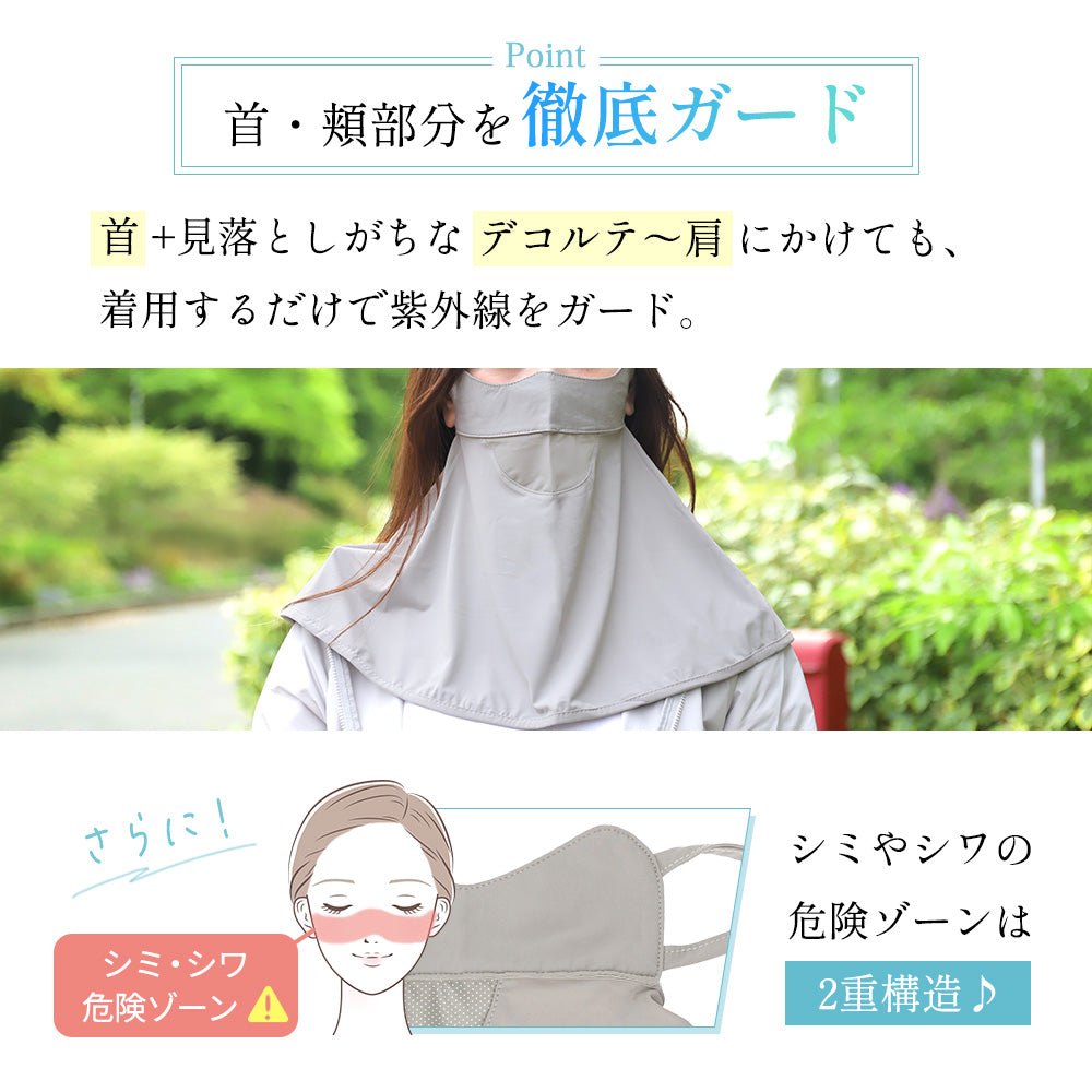 めちゃクール® ひえりん® UVカット率99%以上 UPF50＋ UV冷感フェイスカバー [全6色] [MCFC03]