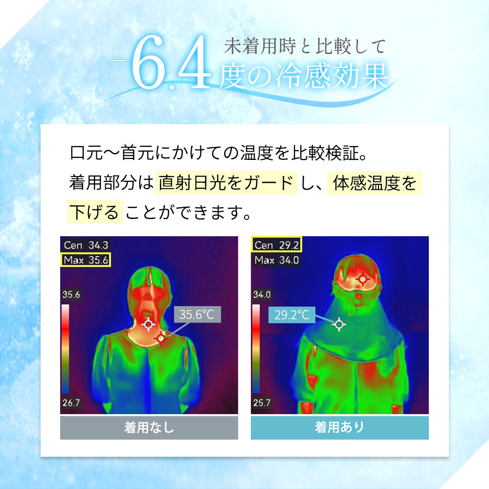 めちゃクール® ひえりん® UVカット率99%以上 UPF50＋ UV冷感フェイスカバー [全6色] [MCFC03]