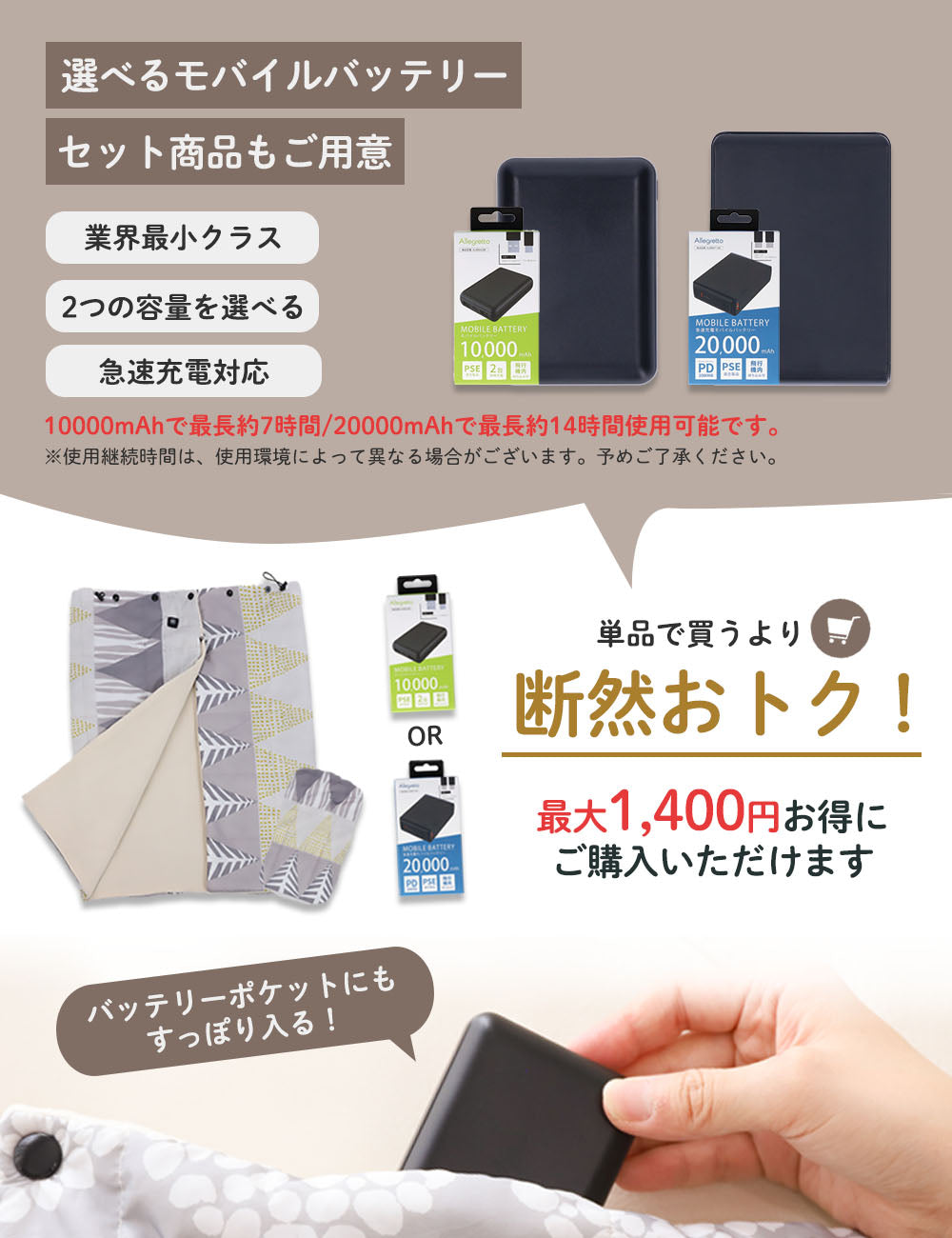 めちゃヒート® MHB02 電熱ヒーターブランケット