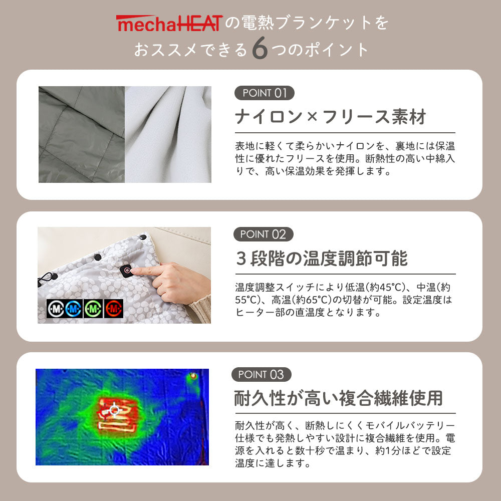 めちゃヒート® MHB02 電熱ヒーターブランケット