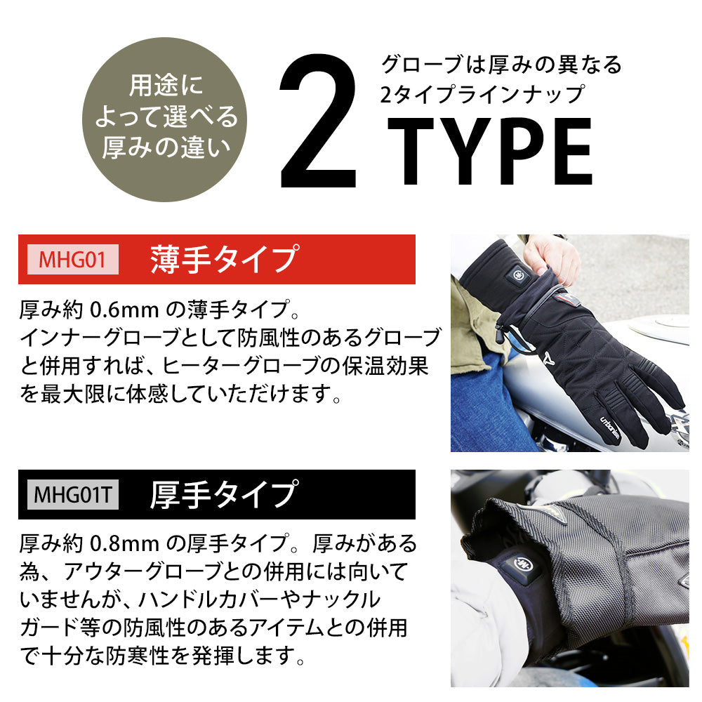 めちゃヒート® MHG01/MHG01T 電熱ヒーターインナーグローブ