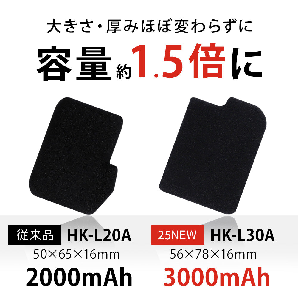 めちゃヒート® HK-L30A 電熱製品専用 Li-Ion リチウムイオンバッテリー [7.4V/3000mAh/22Wh]